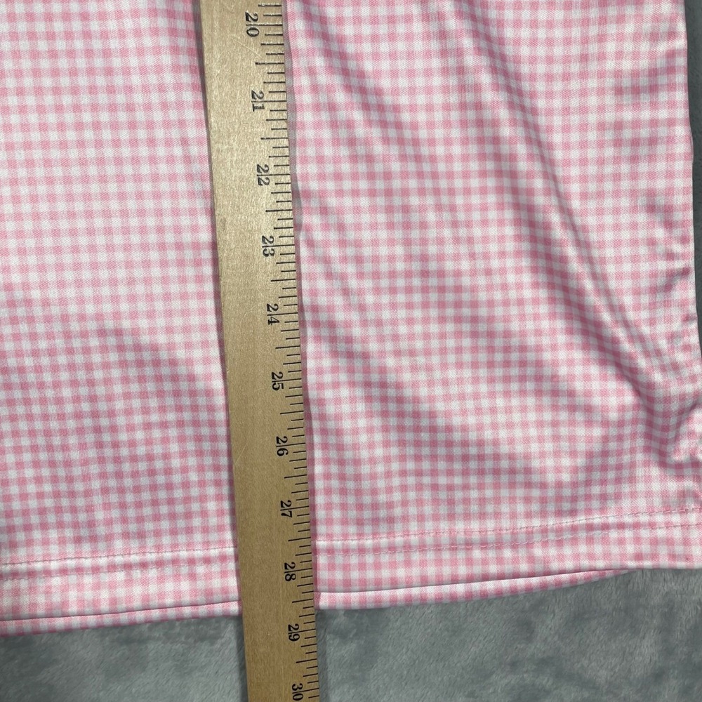 Collars & Co Mens Pink Gingham Performance Polo Shirt Short Sleeve Medium - Picture 5 of 7